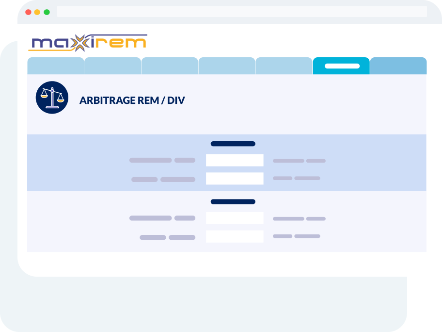 Interface de l’outil Arbitrage Rem / Div affichant une comparaison détaillée entre les modes de rémunération (salaire vs dividendes) avec impacts fiscaux et sociaux