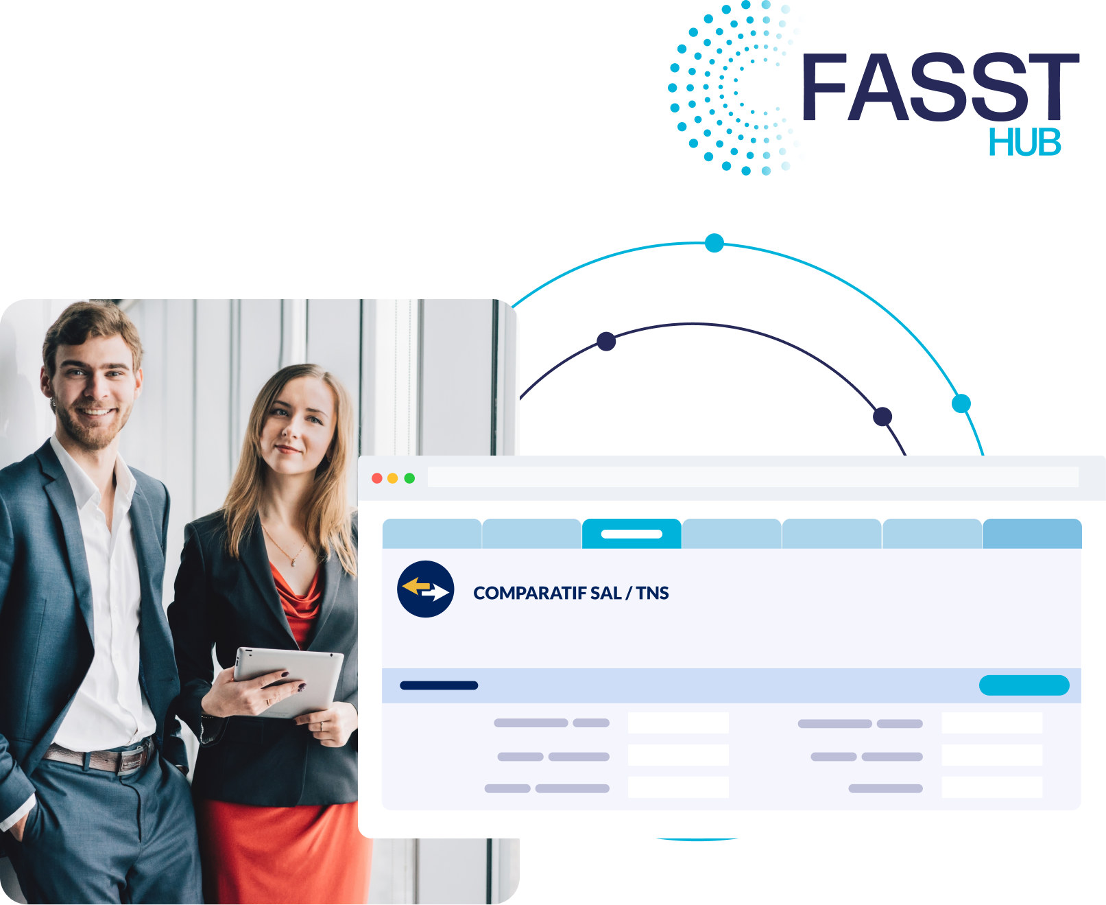Interface de la solution de comparaison de statuts juridiques pour dirigeants affichant une vue synthétique des écarts entre SAS, SARL et EI