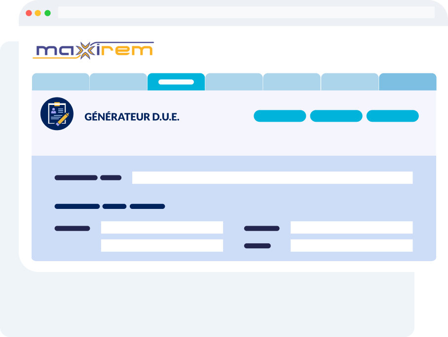 Interface du générateur DUE affichant un formulaire de création conforme aux obligations de formalisation des contrats collectifs en entreprise