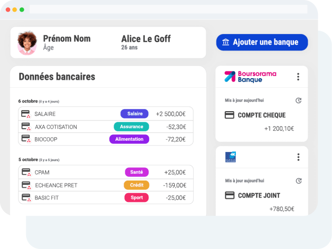 Connexion sécurisée aux banques françaises via DSP2 pour récupérer et normaliser les données bancaires