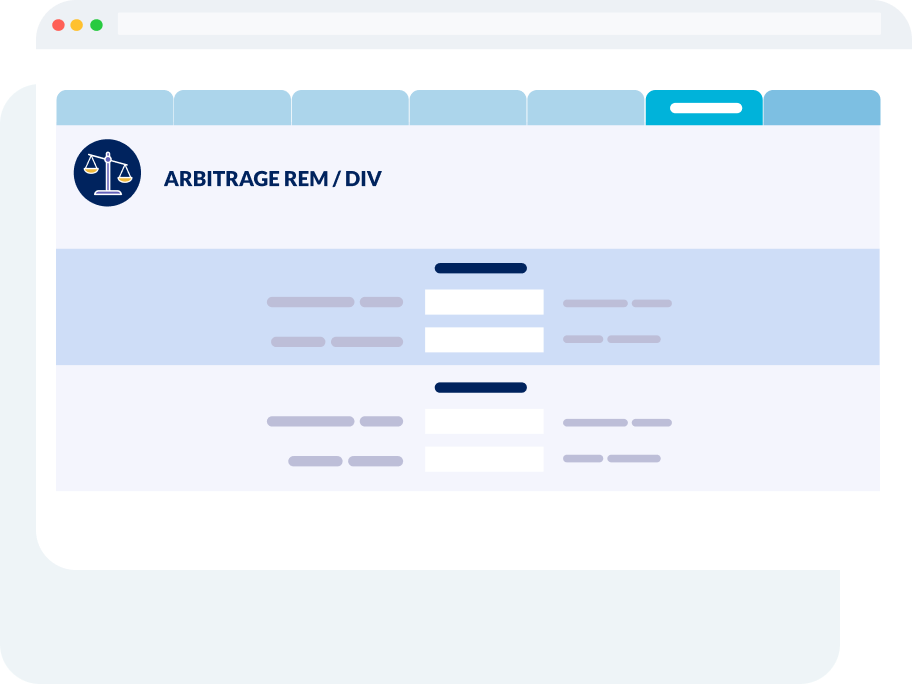 Interface de l’outil Arbitrage Rem / Div affichant une comparaison détaillée entre les modes de rémunération (salaire vs dividendes) avec impacts fiscaux et sociaux